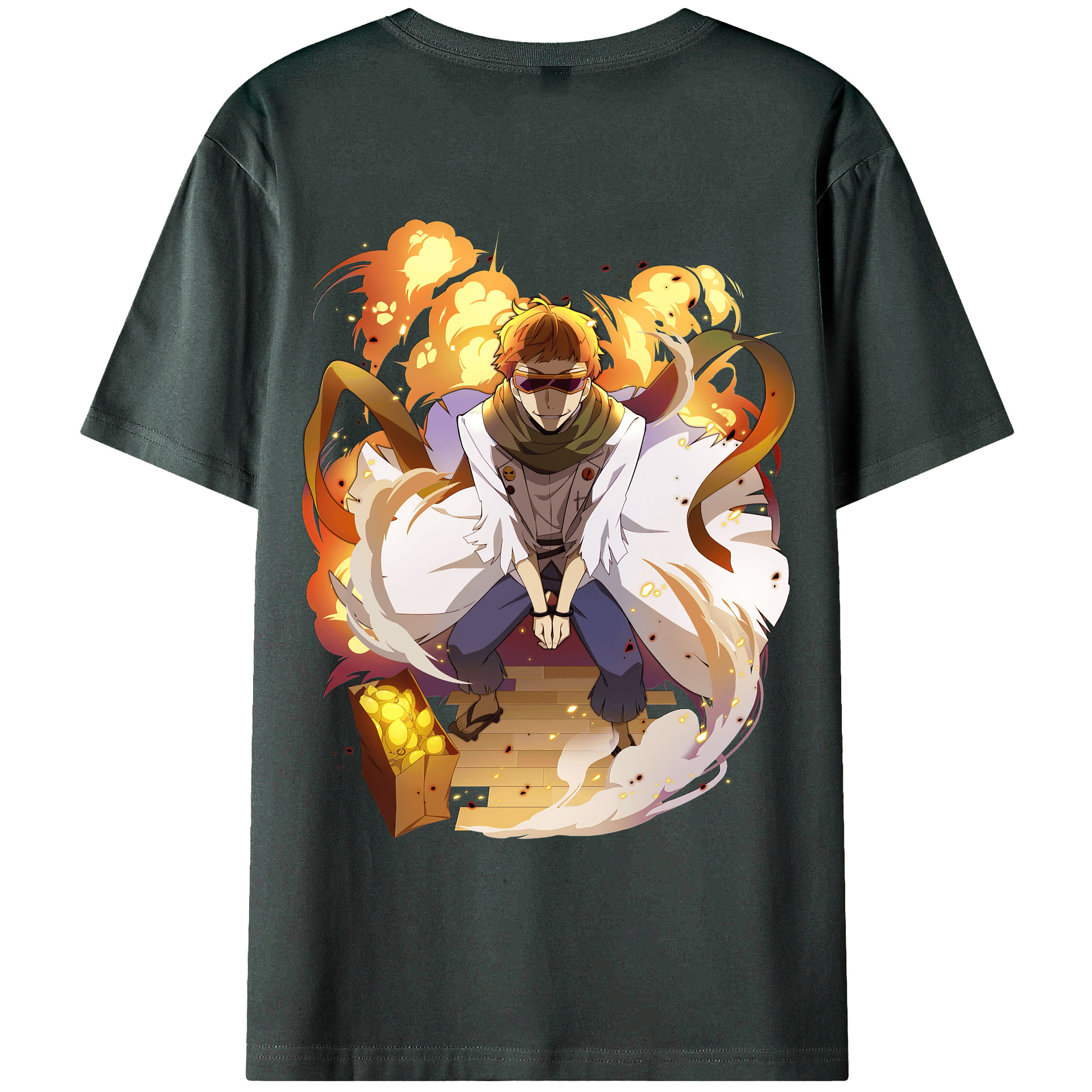 （画像用） 文豪ストレイドッグス Bungo Stray Dogs 綿100％ メンズ半袖Tシャツ（バックプリント） 通気性